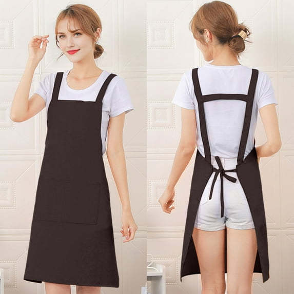 EDHITNR H Back Apron with Pocket, Adjustable Large Size Kitchen Apron for Women Men, Comfortable Waterproof Polyester Cooking Baking Gardening Art Apron