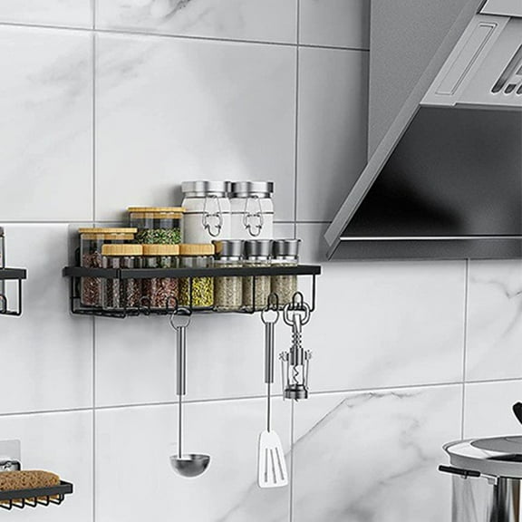 EDHITNR Hanging Shower Basket, Wall Mounted Bathroom Storage Organizer, No Drill Floating Shelf for Toiletries Towels Bathroom Accessories, Black