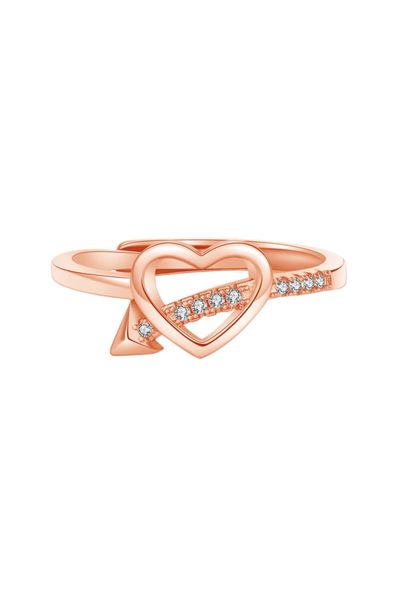 Heart-Shaped Spinning Ring, Adjustable Cubic Zirconia Fashion Jewelry, Mysterious Spinner Ring Gift for Women Men Teens Birthday Christmas Valentine, Rose Gold