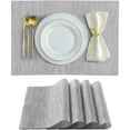 thumbnail image 1 of EDHITNR Heat Resistant Placemats Set of 4, Washable Non-Slip PVC Table Mats, Vinyl Woven Place Mats for Dining Table Protection Indoor Outdoor Use, Silver, 1 of 6
