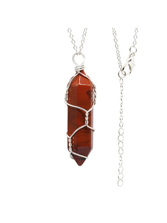 Hexagonal Chakra Crystal Pendant, Natural Quartz Healing Pendant for Necklace, Carnelian Gemstone Protection Luck Wealth Jewelry, Red