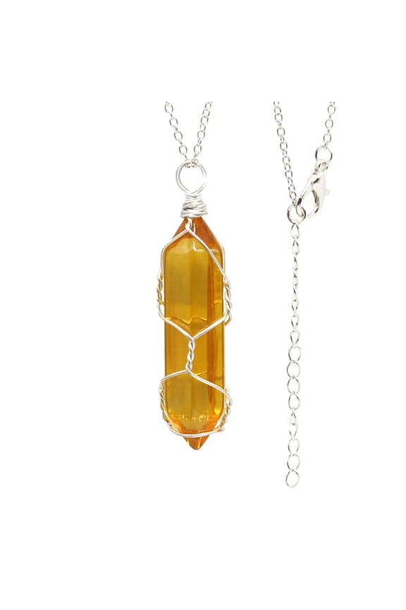 Hexagonal Chakra Crystal Pendant, Natural Quartz Healing Pendant for Necklace, Carnelian Gemstone Protection Luck Wealth Jewelry, Yellow