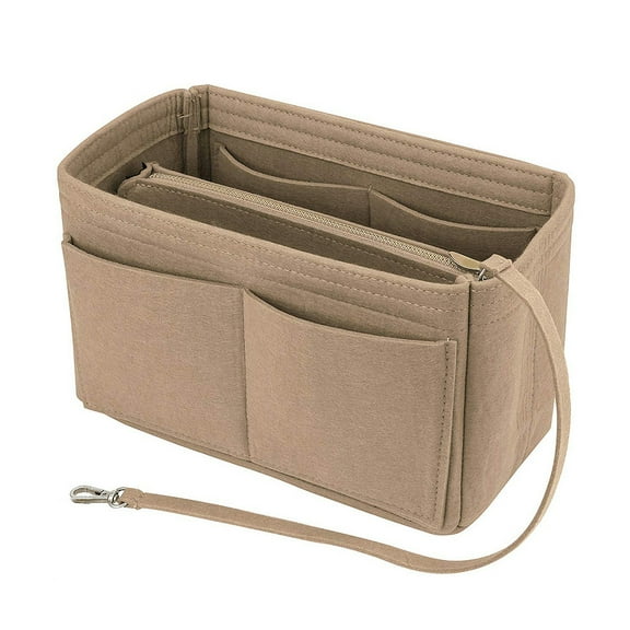 EDHITNR Insert Bag Zipper Multi Pocket Handbag Purse Organizer Makeup Travel Cosmetic Case with Sturdy Construction, Tote Bag Insert for Easy Storage of Cosmetics Eyeliner Lipstick Keys Phone