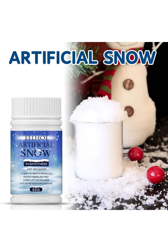 Instant Snow Powder, Artificial Fake Snow for Winter Decorations, 50g Can of Magic Snowflakes for Indoor Shooting Window Decoration, Flame Retardant Polymer Snow for Crafts Holiday