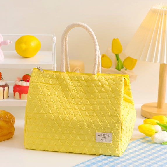 EDHITNR Insulated Lunch Bag, Thermal Lunch Box for Work Picnic, KidsAdult Reusable Bento Bag with Aluminum Foil Lining for Food Freshness Cold Drinks, Yellow