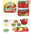 thumbnail image 1 of EDHITNR KidsTea Party Set, Pretend Play Toy with Tin Teapot & Cups, Children's Home Simulation Tea Set for Role Play, Portable Gift Box with Fruit Flower Design, 1 of 3