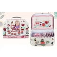 thumbnail image 1 of EDHITNR KidsTea Party Set, Pretend Play Toy with Tin Teapot & Cups, Children's Home Simulation Tea Set for Role Play, Portable Gift Box with Fruit Flower Design, 1 of 2