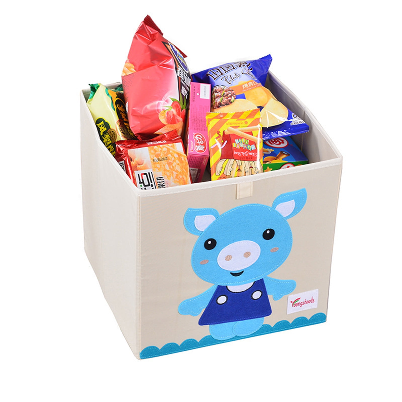 EDHITNR KidsToy Storage Box, Large 33x33x33cm Toy Chest Organizer for Boys Girls, Foldable Clothes Books Stuffed Animals Storage Bin for Nursery Bedroom Playroom