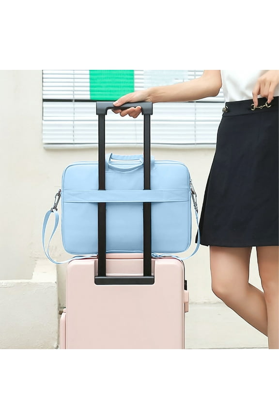 Laptop Messenger Bag, Water-Repellent Cloth Shoulder Bag for Laptop Tablet, Protective Business Travel Bag with Trolley Belt and Adjustable Strap