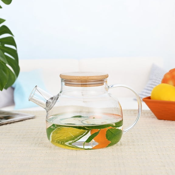 EDHITNR Large Capacity High Borosilicate Glass Pot, Heat Resistant Flame Safe Transparent Water Pot, Thickened Glass Tea Kettle with Anti-Scald Handle for Kitchen Stove Household Cold Hot Drinks