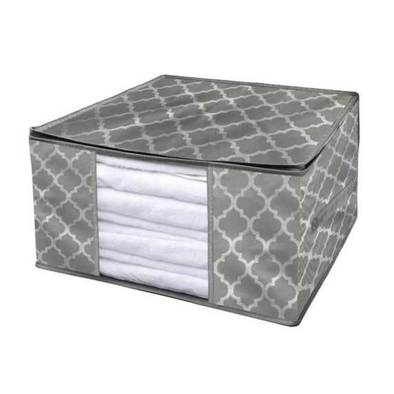 EDHITNR Large Capacity Storage Bag, Non-Woven Fabric Organizer with Double Zipper, Portable Wardrobe Storage Box for Clothes Quilts Bedding, Sealed Folding Organizer for Moving Dorm Camping Travel