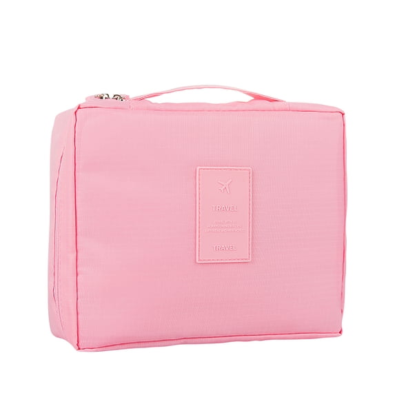 EDHITNR Large Capacity Travel Toiletry Bag, Waterproof Cosmetic Organizer with Separate Compartments, Hanging Hooks Double Zippers for Bathroom Shower Gym Camping, Pink