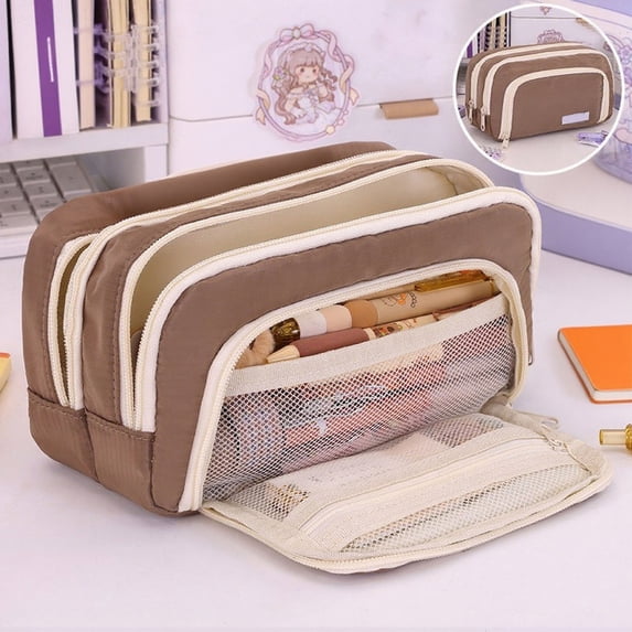 EDHITNR Large Capacity Zippered Pencil Case, Premium Cloth Pen Storage Bag Pouch Box, Multi-Function Stationery Organizer for Office Travel Makeup