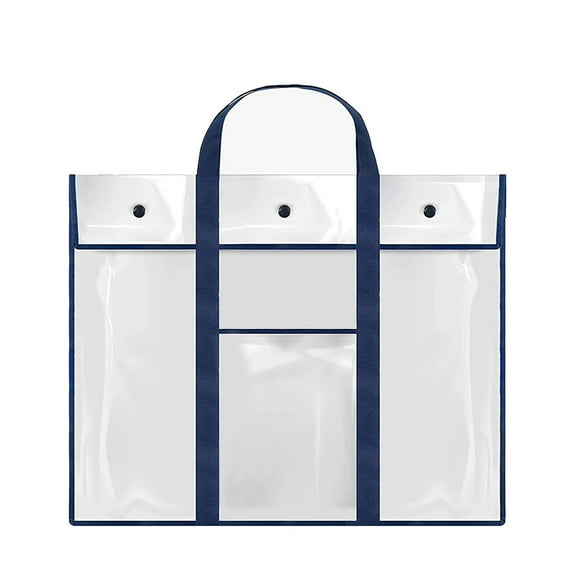 EDHITNR Large Clear Poster Bag, Heavy-Duty PVC Art Portfolio Organizer with Carrying Handles, Transparent Vinyl Mesh Storage Bag for Artwork Boards Teaching Materials Charts Supplies
