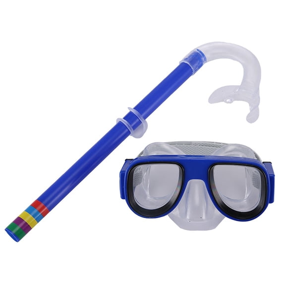 EDHITNR Large Frame Anti-Fog Swimming Goggles with Snorkel, HD Electroplated Swim Goggles for Kids, Children's Swimming Gear Set for Pool Snorkeling Ages 4-8, Blue