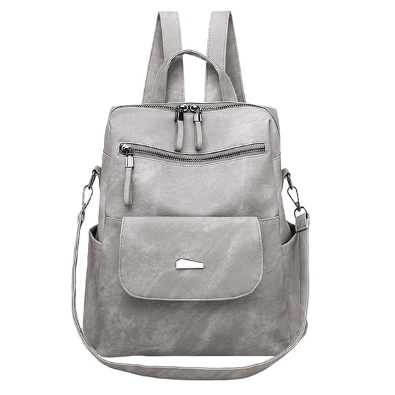 EDHITNR Leather Anti-Theft Backpack Purse, Convertible Travel Backpack for Women, Fashion Shoulder Bag with Multiple Compartments for Laptop & Daily Essentials, Gray