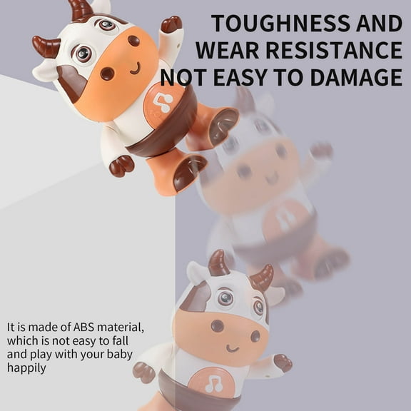 EDHITNR Light Up Dancing Cow Toy, Musical Boogiecow Interactive LED Dancing Animal, Cow Deer Toy With Music Lights For KidsGifts Parties Decor, White