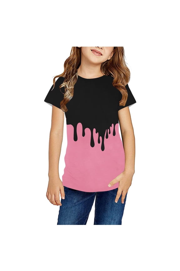 EDHITNR Little Big Boys Girls Graphic Tees Spring Fashion Short Sleeve Basic T Shirt Kids Leisure Crew Neck Tees Summer Outfits for Preppy Clothes Shirts for Girls Boys Kids