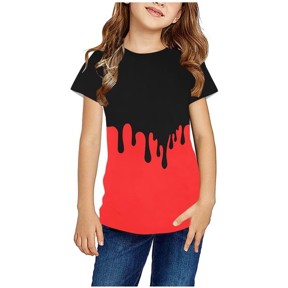 XWSHYW Little Big Boys Girls Graphic Tees Spring Fashion Short Sleeve Basic T Shirt Kids Leisure Crew Neck Tees Summer Outfits for Preppy Clothes Shirts for Girls Boys Kids