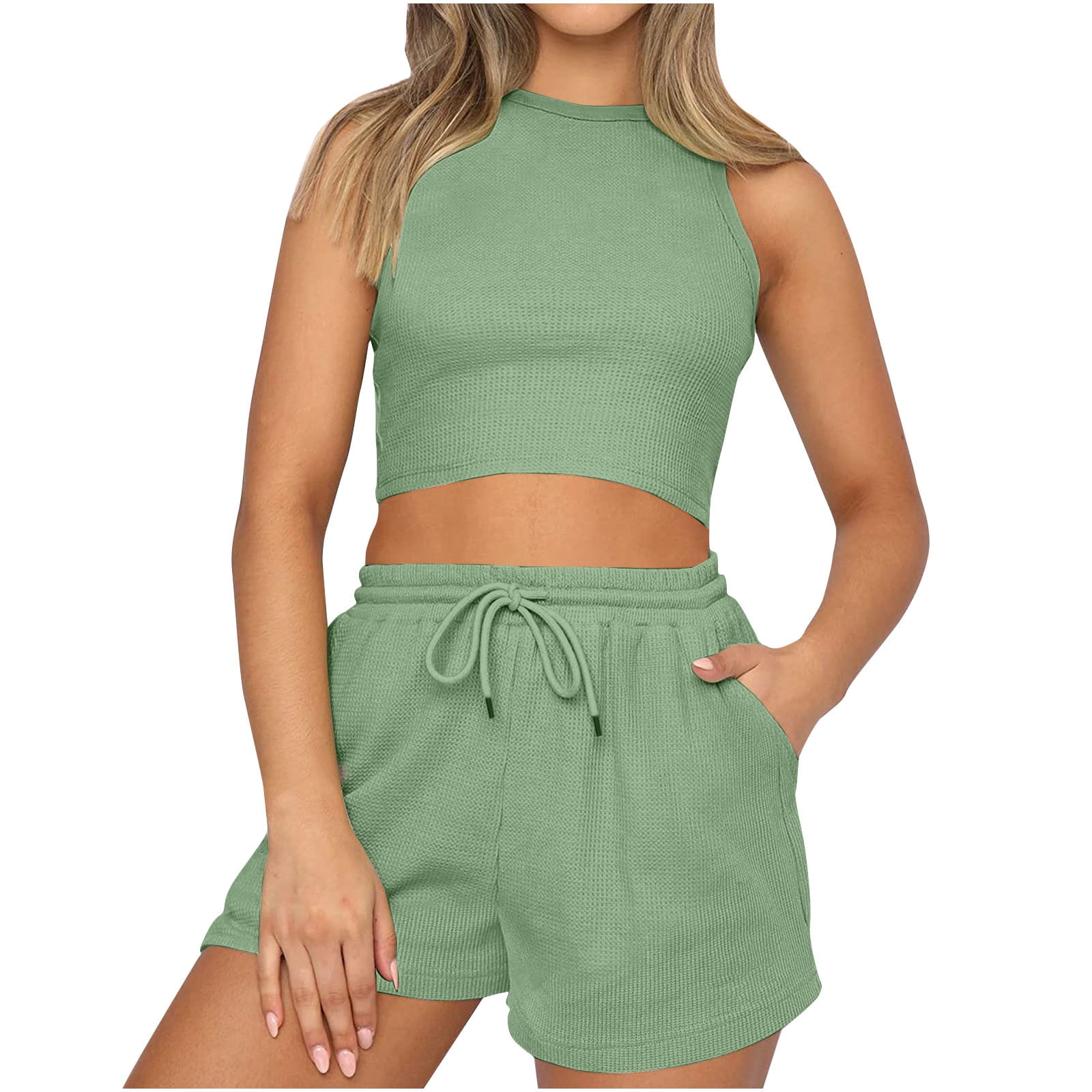 Relaxed Casual Solid Shorts Two-Piece Set