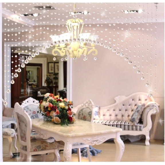 EDHITNR Luxury Glass Bead Door Curtain, Crystal Tassel String for Wedding Divider Room Decor