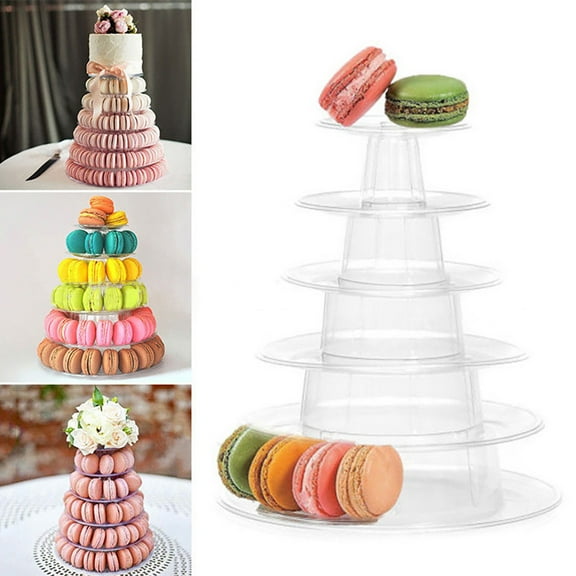 EDHITNR Macaron Cake Display Stand, 6-Layer Round Plastic Cake Tower Stand, Dessert Pastry Cupcake Holder for Bakery Party Wedding
