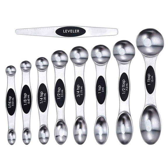 EDHITNR Magnetic Measuring Spoons Set, Double-Headed Stackable Stainless Steel Spoons, Kitchen Teaspoon for Dry & Liquid Ingredients, Dishwasher Safe Space Saving Spice & Coffee Measuring Tools