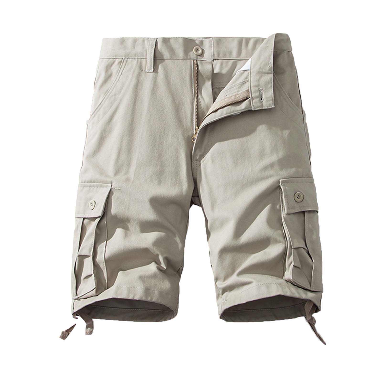 EDHITNR Mens Shorts Summer Slim Solid Color Cargo Shorts Leisure