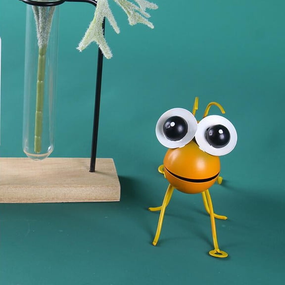 EDHITNR Metal Ant Wall Art Decor, Iron Ant Sculpture Wall Hanging Ornament, Colorful Set of 4 Lifelike Ant Figurines for Indoor Outdoor Garden Patio Home Decoration, Yellow