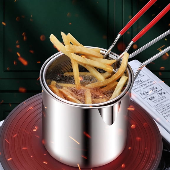 EDHITNR Mini Deep Fryer With Basket, 304 Stainless Steel Small Deep Fryer Cookware, Multifunctional Electric Fryer For Chicken Legs Fries Chicken Cutlets