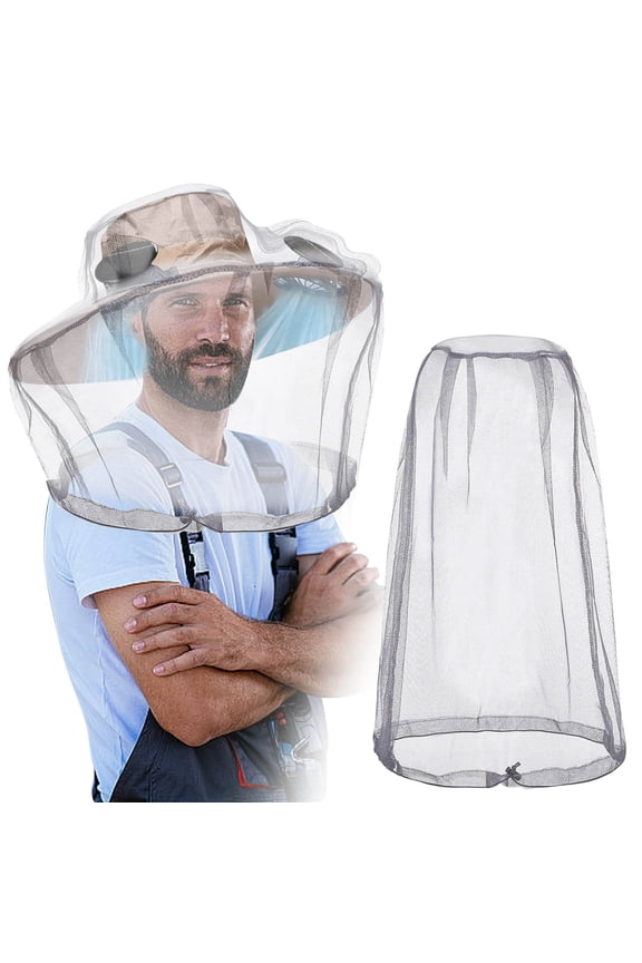 Mosquito Net Hat Cover, Adjustable Breathable Insect Head Net for Outdoor Fishing Camping, Bug Mesh Face Shield for Hiking Gardening Farm Work Sun Protection