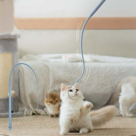 EDHITNR Mouse Tail Wand Toy for Cats, Interactive Cat Teaser Toy with 80cm Safe Length, Mouse Tail Shape Wand Toy for Kittens Cats Play Exercise Bonding Home Cage Use, Navy