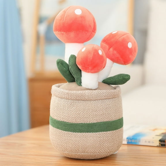 EDHITNR Mushroom Plush Toy, Soft Stuffed Animal Doll, Cute Plushie Decor for Kids Room Car Backpack, Easter Birthday Gift Indoor Home Decoration