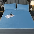 thumbnail image 1 of EDHITNR Natural Emulsion Mattress Topper, Breathable Emulsion Foam Layer with Responsive Support, Three-Piece Set Includes Fitted Sheet Two Pillowcases for Bed Comfort, Light Blue, 1 of 7