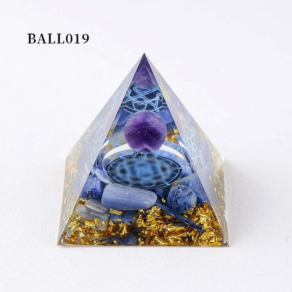 EDHITNR Orgone Pyramid, Crystal Energy Tower for Home Decoration, Resin Ornament with Crushed Stone, Spiritual Healing Meditation Gifts for Yoga Room Office Desk