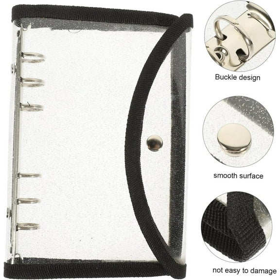 EDHITNR PVC Transparent Loose-leaf Binder, Removable Travel Account Book with Stainless Steel Frame, Budget Planner Organizer Notebook for Business Home Office School