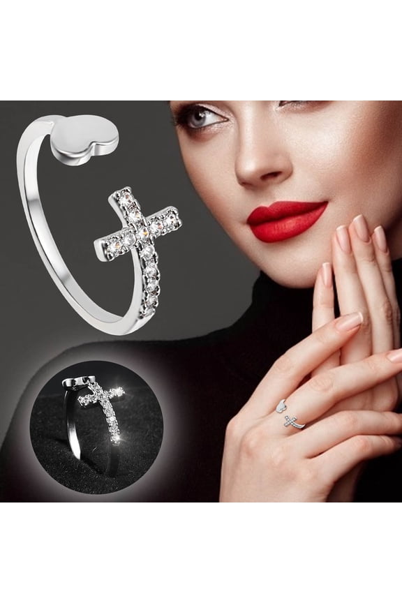 Peach Heart Open Geometric Ring for Women, Anti-Allergic Comfortable Delicate Fashion Jewelry, Unique Dainty Stacking Ring Set Gift for Valentine's Day Birthday Christmas