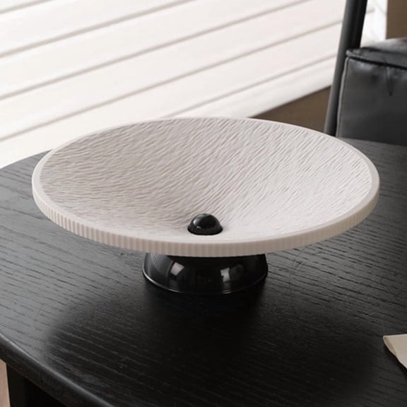 EDHITNR Pedestal Fruit Plates With Drainage System ABS Fruit Bowl Stand, Patterned Fruit Holder for Kitchen Counter 9.8 Inch Elevated Fruit Tray Easy Clean Fruit Display Stand, White