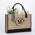 thumbnail image 1 of EDHITNR Personalized Jute Tote Bag with Cosmetic Bag, Monogrammed Beach Tote Bag with Zipper Pocket Adjustable Strap, Large Capacity Reusable Gift for Women Birthday Bridal Shower Teacher, 1 of 2