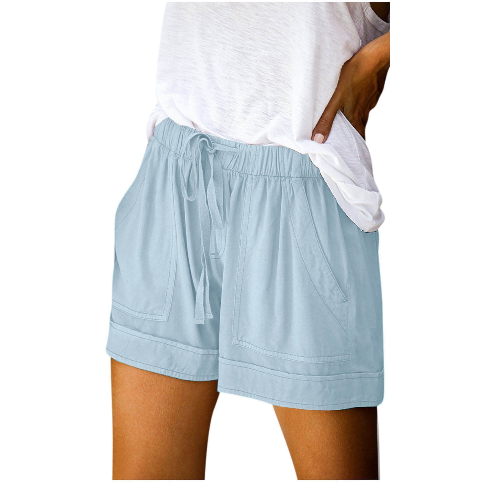 Women's polyester shorts with pockets clearance