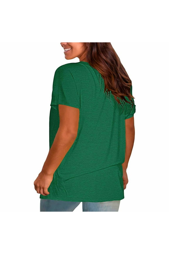 Plus Size Tops for Women, Women's Tops, Going out Tops for Women, Short Sleeve Tops Solid Round Neck Shirts Loose Pullover Tunic Tops Tunics or Tops to Wear with Leggings L-4XL