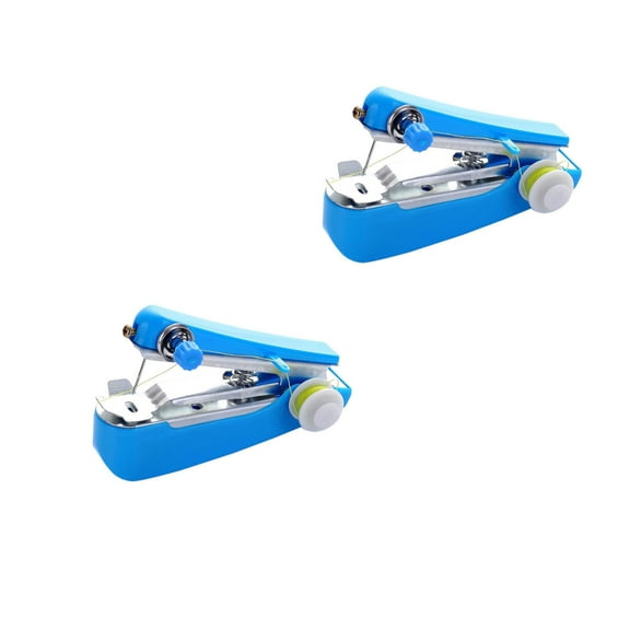 EDHITNR Portable Mini Sewing Machine, Compact Handheld Clothes Fabric Stitcher, Quick Fix Tool for Curtains Pants Pockets Repairs On The Go, Blue