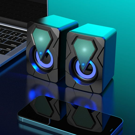 EDHITNR RGB Computer Speakers, USB Powered Mini Desktop Speakers with Hifi Stereo Sound, Dual 3W Wired PC Speakers for Laptop Mobile Phone Gaming Setup