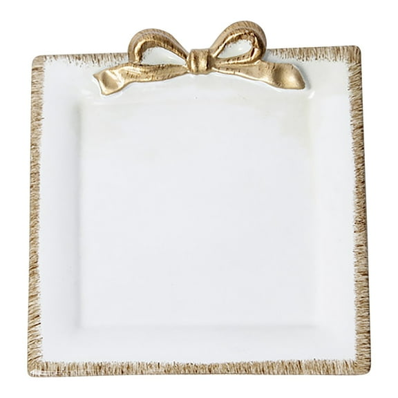 EDHITNR Resin Bowknot Cake Stand Dessert Plates 4.3x3.9 Inch Small Serving Platter Snack Plates, Non Slip Bottom Decorative Tray for Cake Dessert Snack Jewelry Storage, White