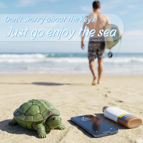EDHITNR Resin Tortoise Key Hiding Container, Lifelike Green Turtle Statue with Hidden Storage for Spare House Key, All Weather Waterproof Outdoor Garden Decor for Patio Yard Entryway