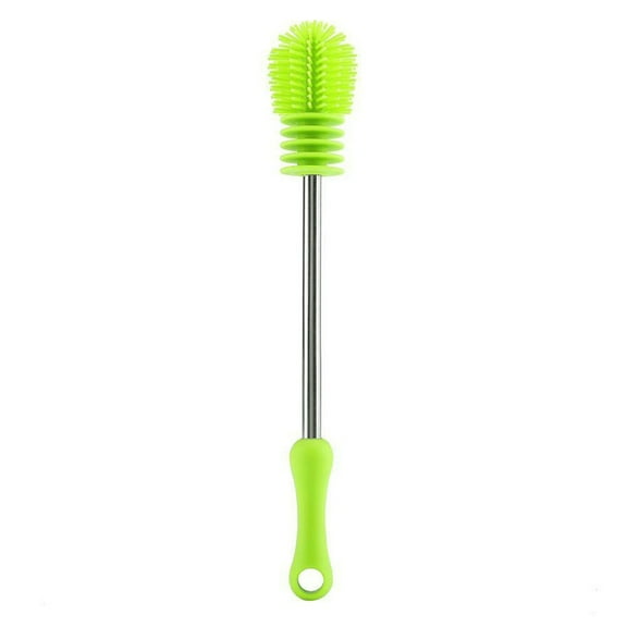 EDHITNR Rotary Bottle Brush, 360° Spinning Silicone Kitchen Cleaner, High-Density Bristles for Stubborn Stains, Long Handle Cup Scrubber for Washing Baby Bottles and Dishes