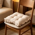 thumbnail image 1 of EDHITNR Ruffled Border Tufted Chair Cushion, Soft Thick Cozy Non Slip Seat Pad with Cotton Filling, Decorative Dining Kitchen Bedroom Indoor Cushion for Home, Khaki, 1 of 6