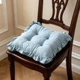 thumbnail image 1 of EDHITNR Ruffled Border Tufted Chair Cushion, Soft Thick Cozy Non Slip Seat Pad with Cotton Filling, Decorative Dining Kitchen Bedroom Indoor Cushion for Home, Light Blue, 1 of 6