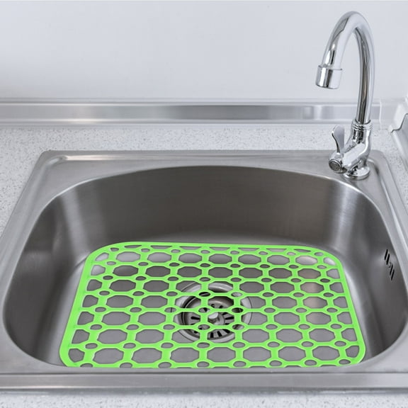 EDHITNR Sink Protector Mat, Kitchen Sink Drainer Drying Rack, Plastic Dish Drying Mat for Countertop, Flexible Non-Slip Meal Prep Pad for Vegetable Washing Utensils, Green