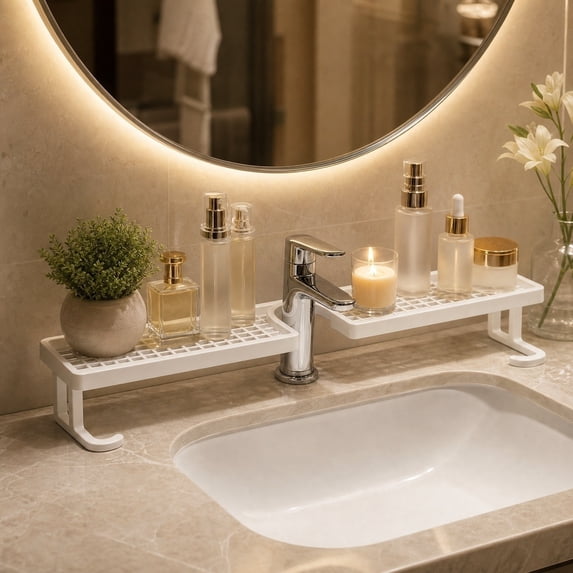 EDHITNR Sink Shelf Above The Sink No Installation Faucet Wrap Organizer ...